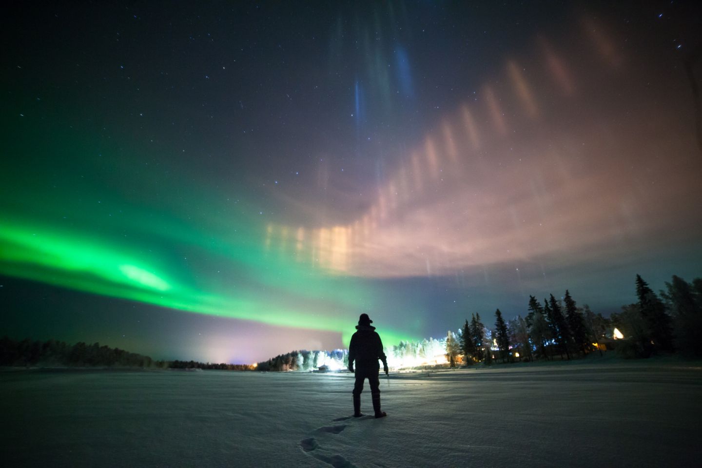 Northern Lights in the sky over Finnish Lapland