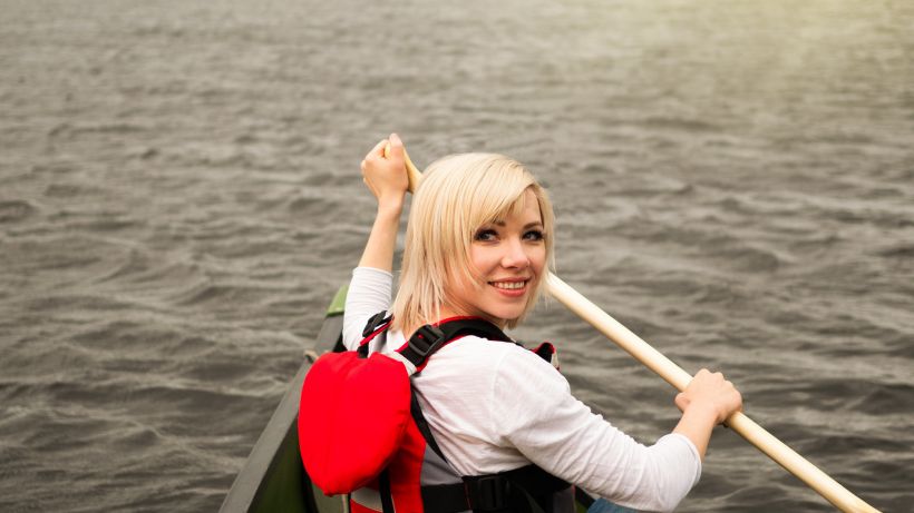 Carly Rae Jepsen on a canoe in Lapland Finland